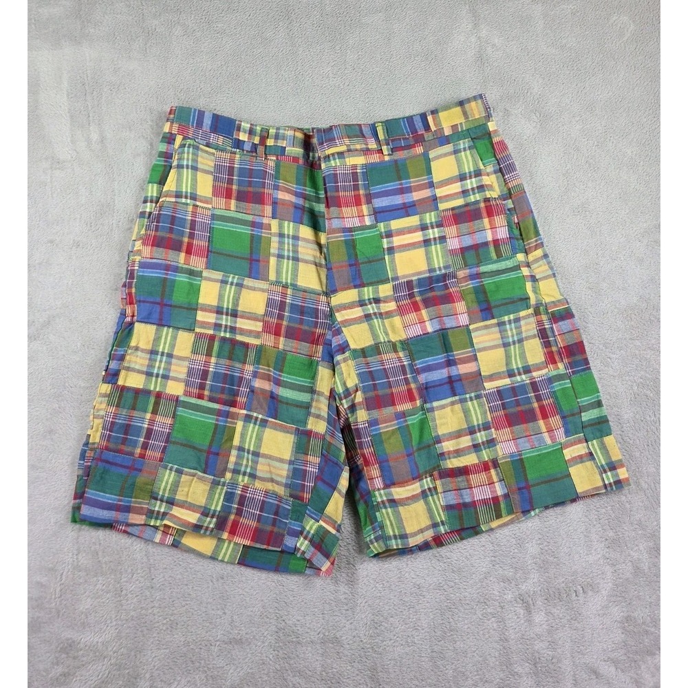 Lilly Pulitzer‎ Everglades Shorts Mens 34 Patchwork Madras Plaid Multicolor